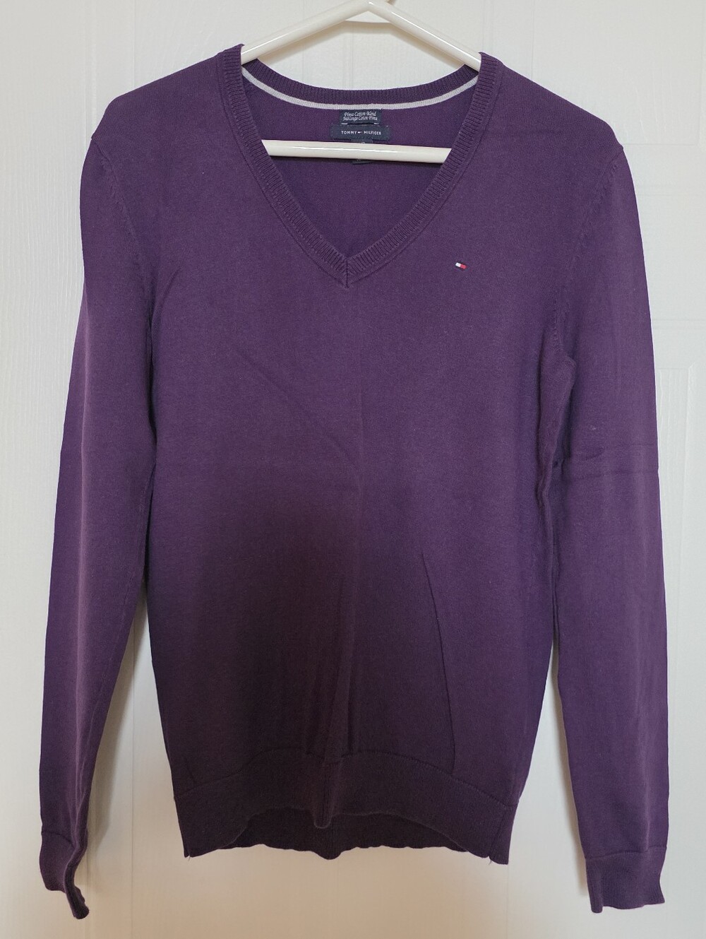 Tommy Hilfiger Purple V-Neck Sweater Small